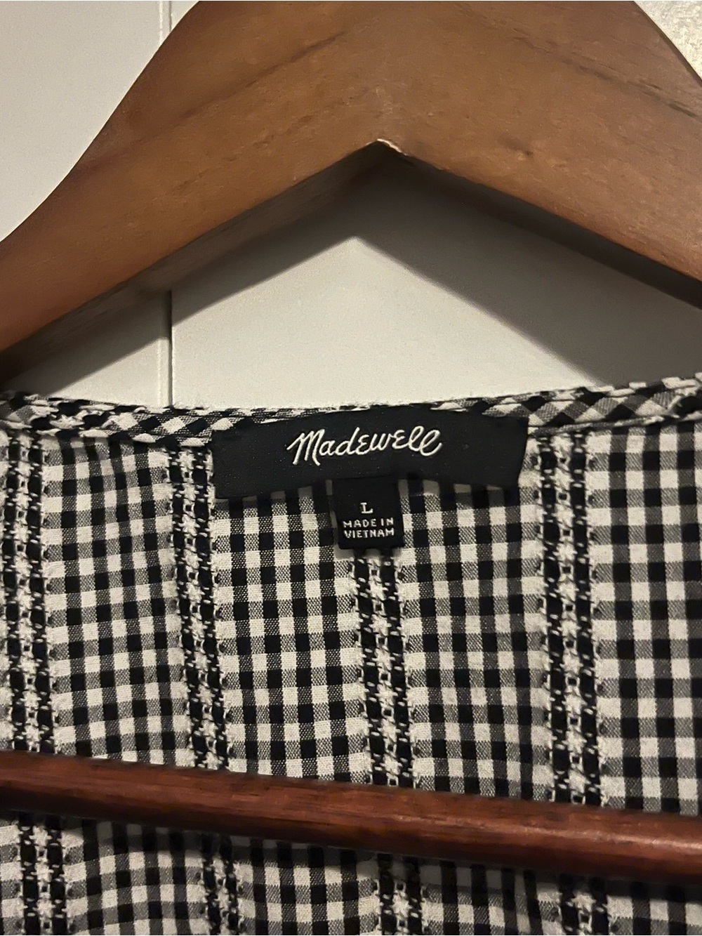 madewell crossover gingham plaid peplum top size large cotton - Picture 4 of 4